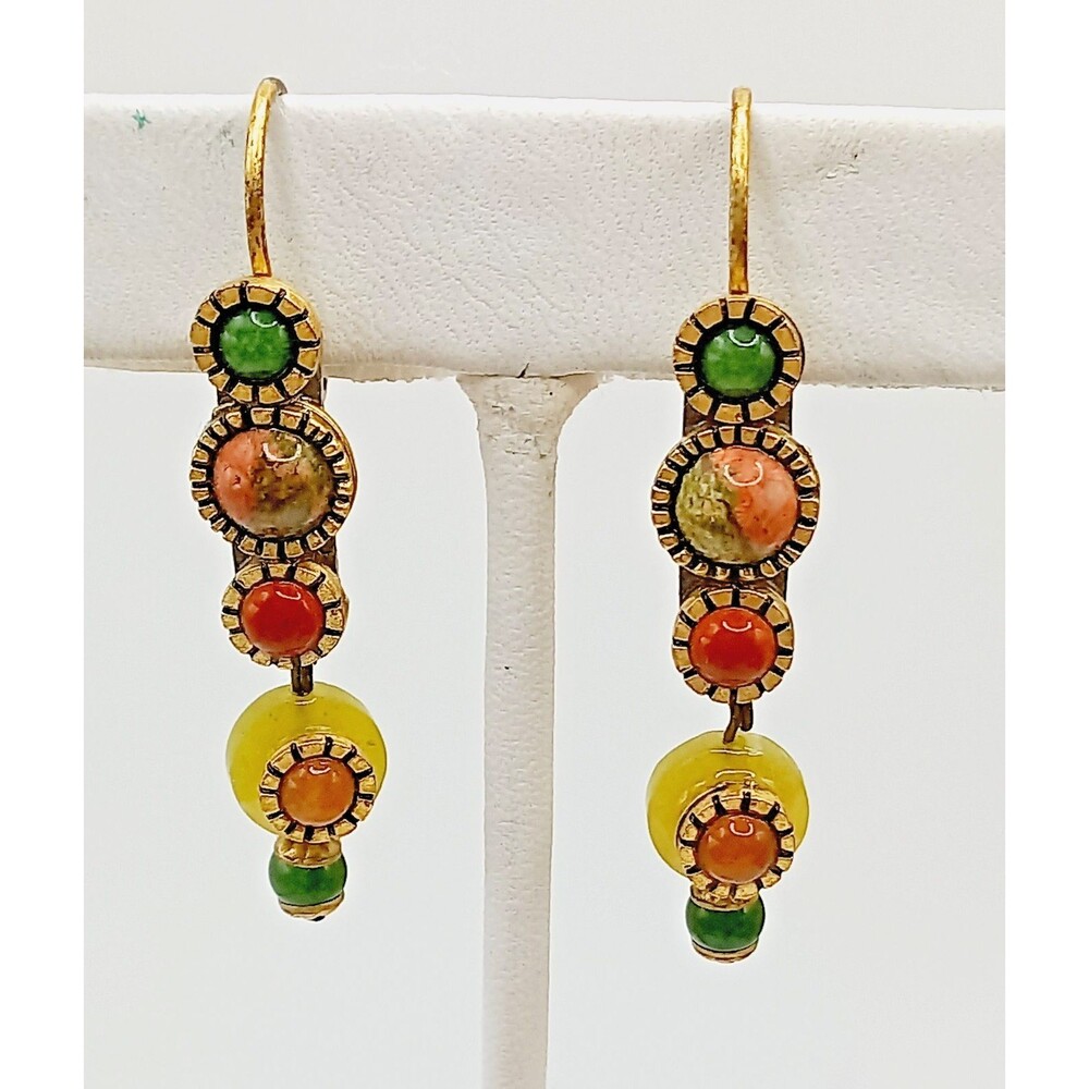 Michal Golan Boho Earrings Drop dangle signed clip on